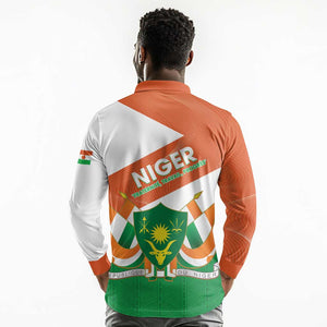 Afro Niger Long Sleeve Polo Shirt Dama Gazelle African Pattern - Republic Day