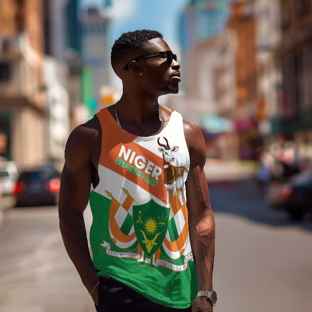 Afro Niger Men Tank Top Dama Gazelle African Pattern - Republic Day