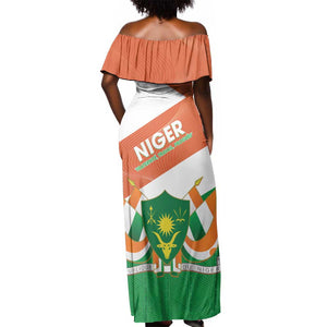 Afro Niger Off Shoulder Maxi Dress Dama Gazelle African Pattern - Republic Day