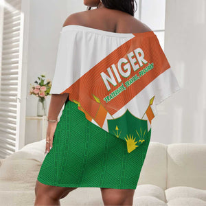 Afro Niger Off Shoulder Short Dress Dama Gazelle African Pattern - Republic Day