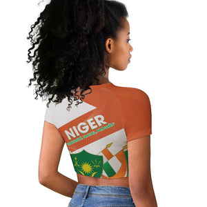 Afro Niger Raglan Cropped T shirt Dama Gazelle African Pattern - Republic Day