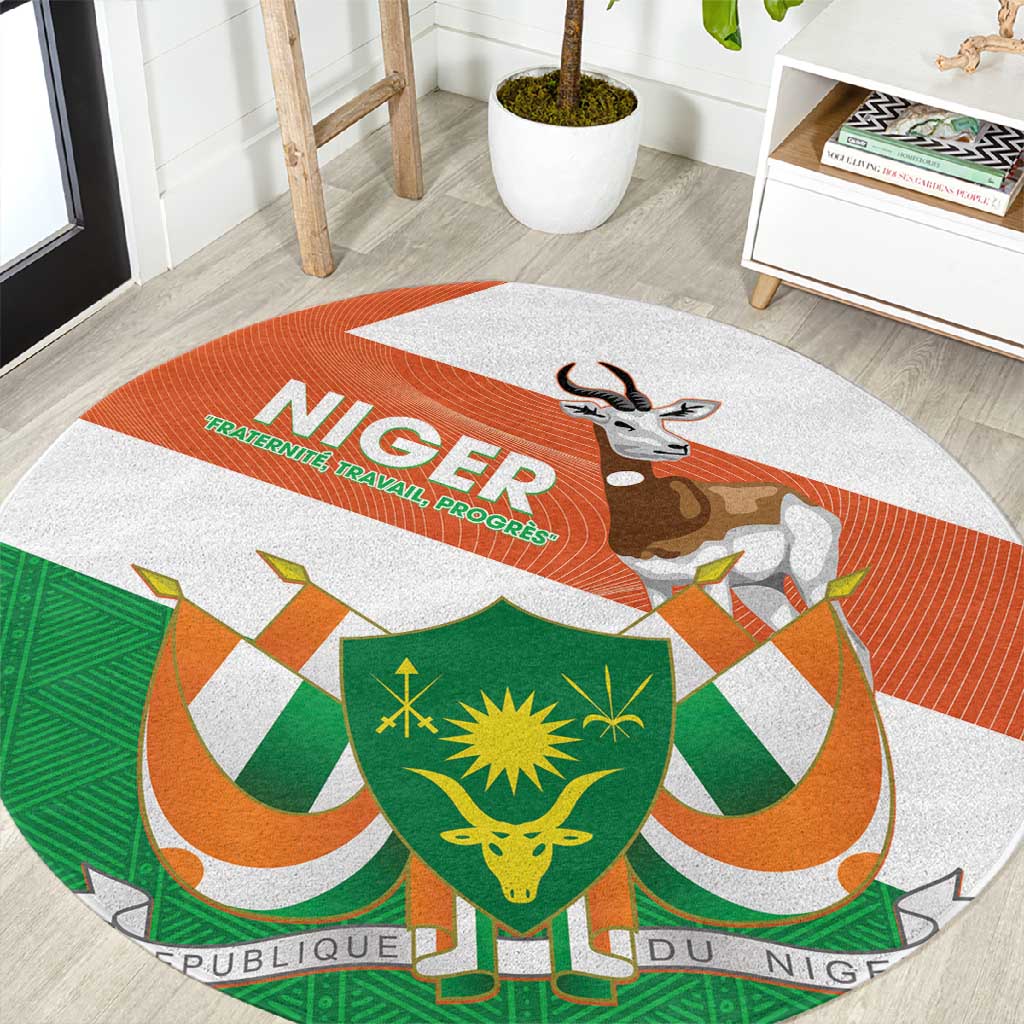 Afro Niger Round Carpet Dama Gazelle African Pattern - Republic Day