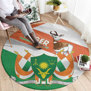 Afro Niger Round Carpet Dama Gazelle African Pattern - Republic Day