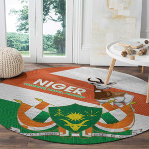 Afro Niger Round Carpet Dama Gazelle African Pattern - Republic Day