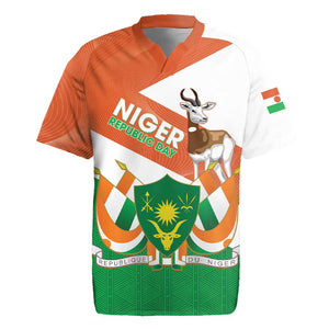 Afro Niger Rugby Jersey Dama Gazelle African Pattern - Republic Day