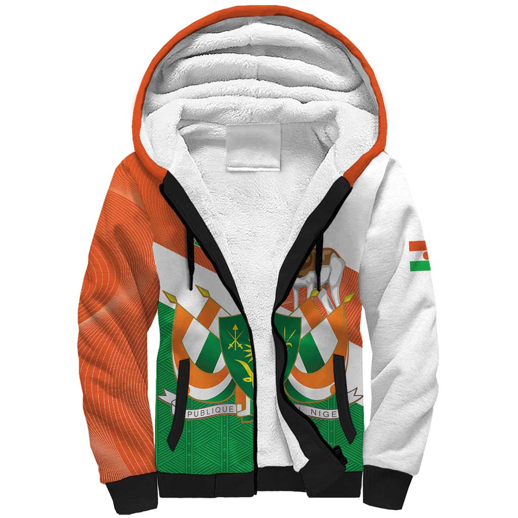 Afro Niger Sherpa Hoodie Dama Gazelle African Pattern - Republic Day