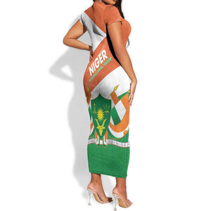 Afro Niger Short Sleeve Bodycon Dress Dama Gazelle African Pattern - Republic Day