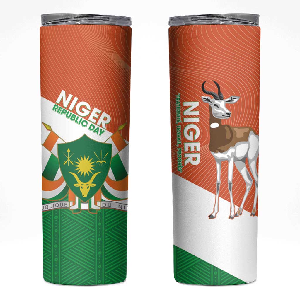 Afro Niger Skinny Tumbler Dama Gazelle African Pattern - Republic Day