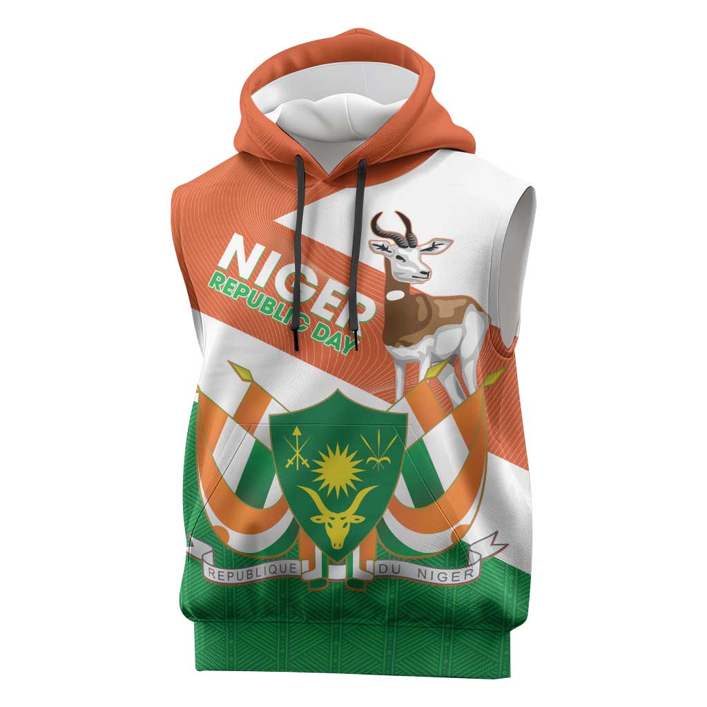 Afro Niger Sleeveless Hoodie Dama Gazelle African Pattern - Republic Day - African Pride