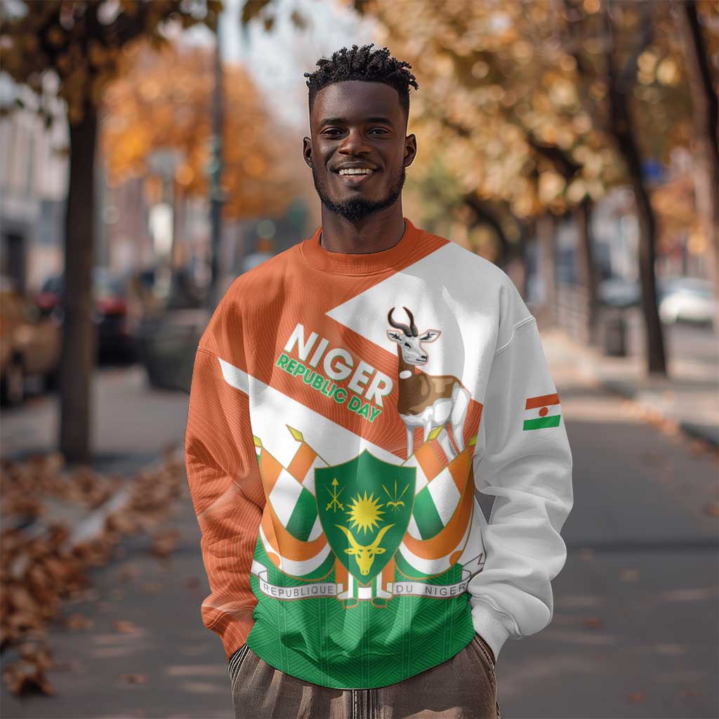 Afro Niger Sweatshirt Dama Gazelle African Pattern - Republic Day