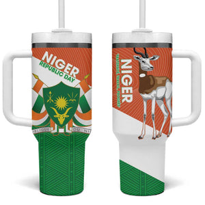 Afro Niger Tumbler With Handle Dama Gazelle African Pattern - Republic Day