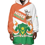 Afro Niger Wearable Blanket Hoodie Dama Gazelle African Pattern - Republic Day