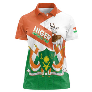 Afro Niger Women Polo Shirt Dama Gazelle African Pattern - Republic Day