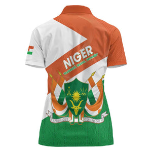 Afro Niger Women Polo Shirt Dama Gazelle African Pattern - Republic Day