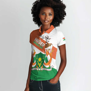 Afro Niger Women Polo Shirt Dama Gazelle African Pattern - Republic Day