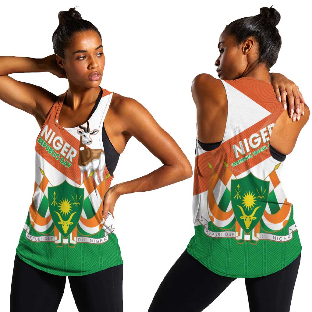 Afro Niger Women Racerback Tank Dama Gazelle African Pattern - Republic Day