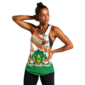 Afro Niger Women Racerback Tank Dama Gazelle African Pattern - Republic Day