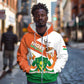 Afro Niger Zip Hoodie Dama Gazelle African Pattern - Republic Day