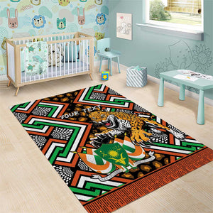 Personalized Afro Niger Area Rug Leopard Ankara African Pattern