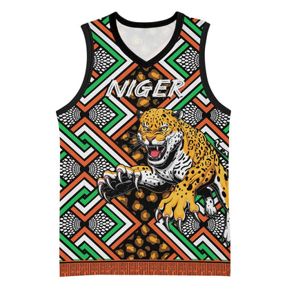 Personalized Afro Niger Basketball Jersey Leopard Ankara African Pattern LT14