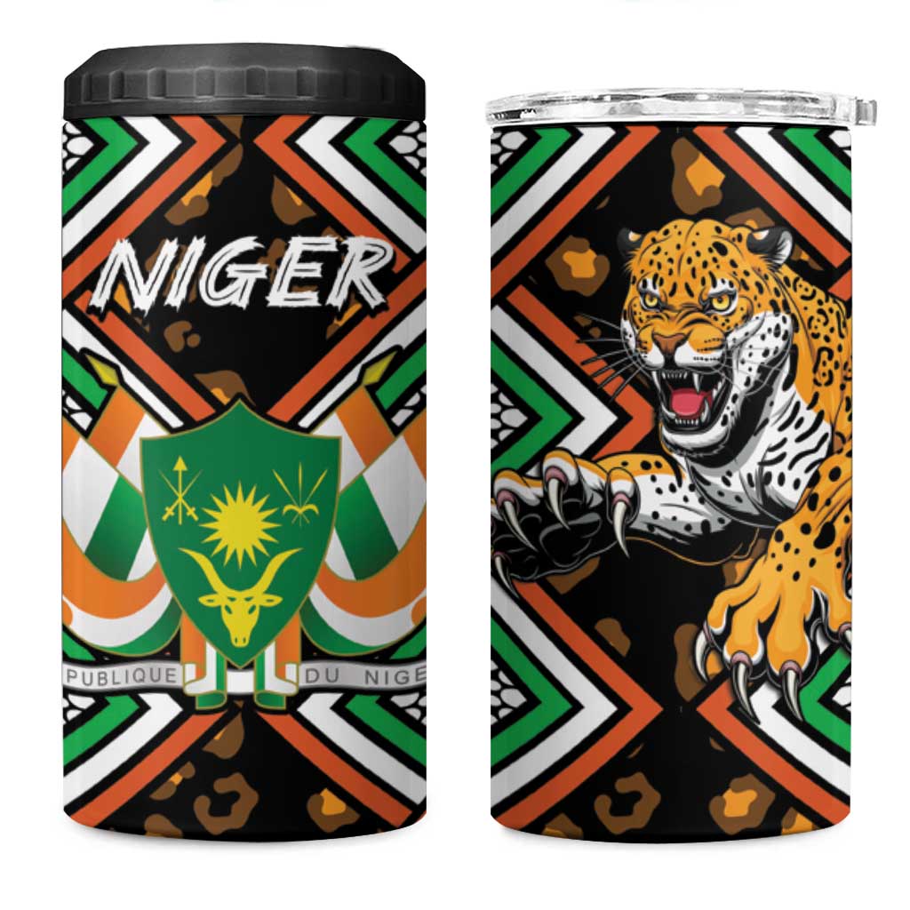 Personalized Afro Niger 4 in 1 Can Cooler Tumbler Leopard Ankara African Pattern