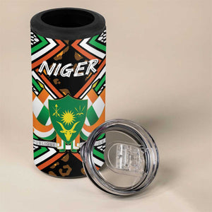 Personalized Afro Niger 4 in 1 Can Cooler Tumbler Leopard Ankara African Pattern