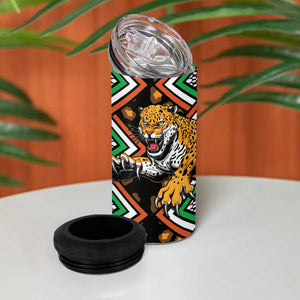 Personalized Afro Niger 4 in 1 Can Cooler Tumbler Leopard Ankara African Pattern