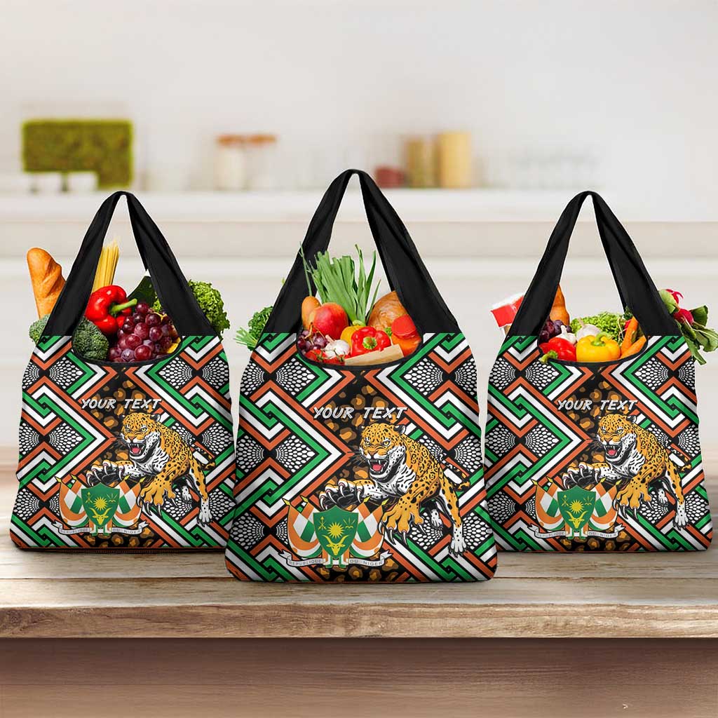Personalized Afro Niger Grocery Bag Leopard Ankara African Pattern