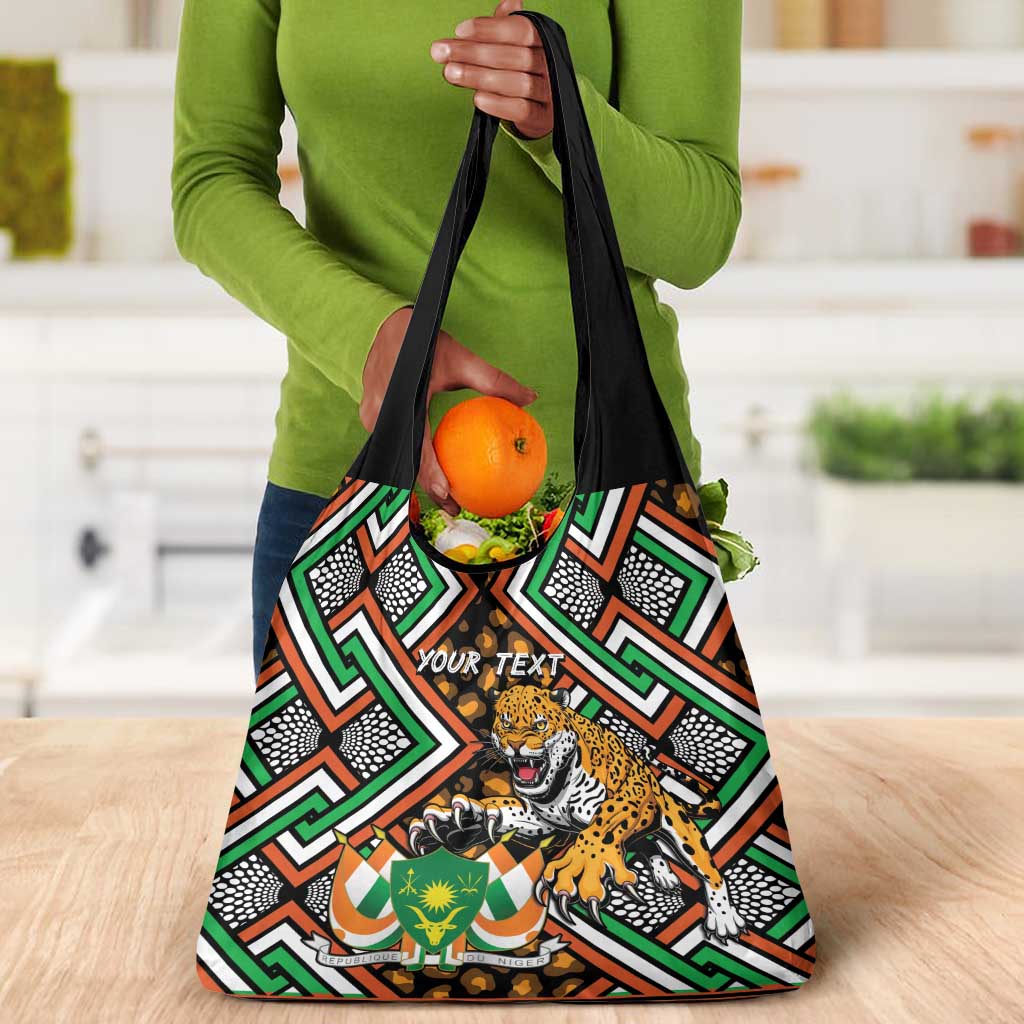 Personalized Afro Niger Grocery Bag Leopard Ankara African Pattern