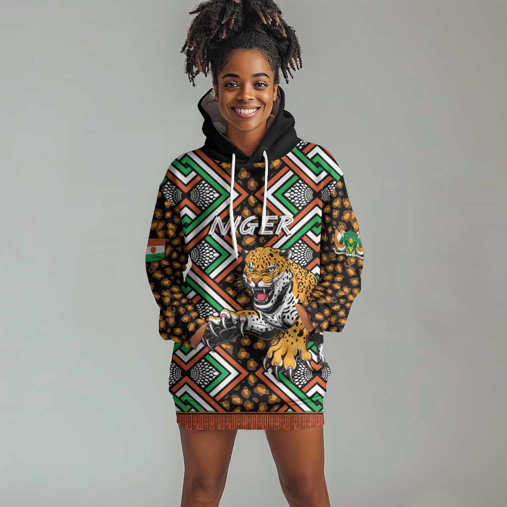 Personalized Afro Niger Hoodie Dress Leopard Ankara African Pattern