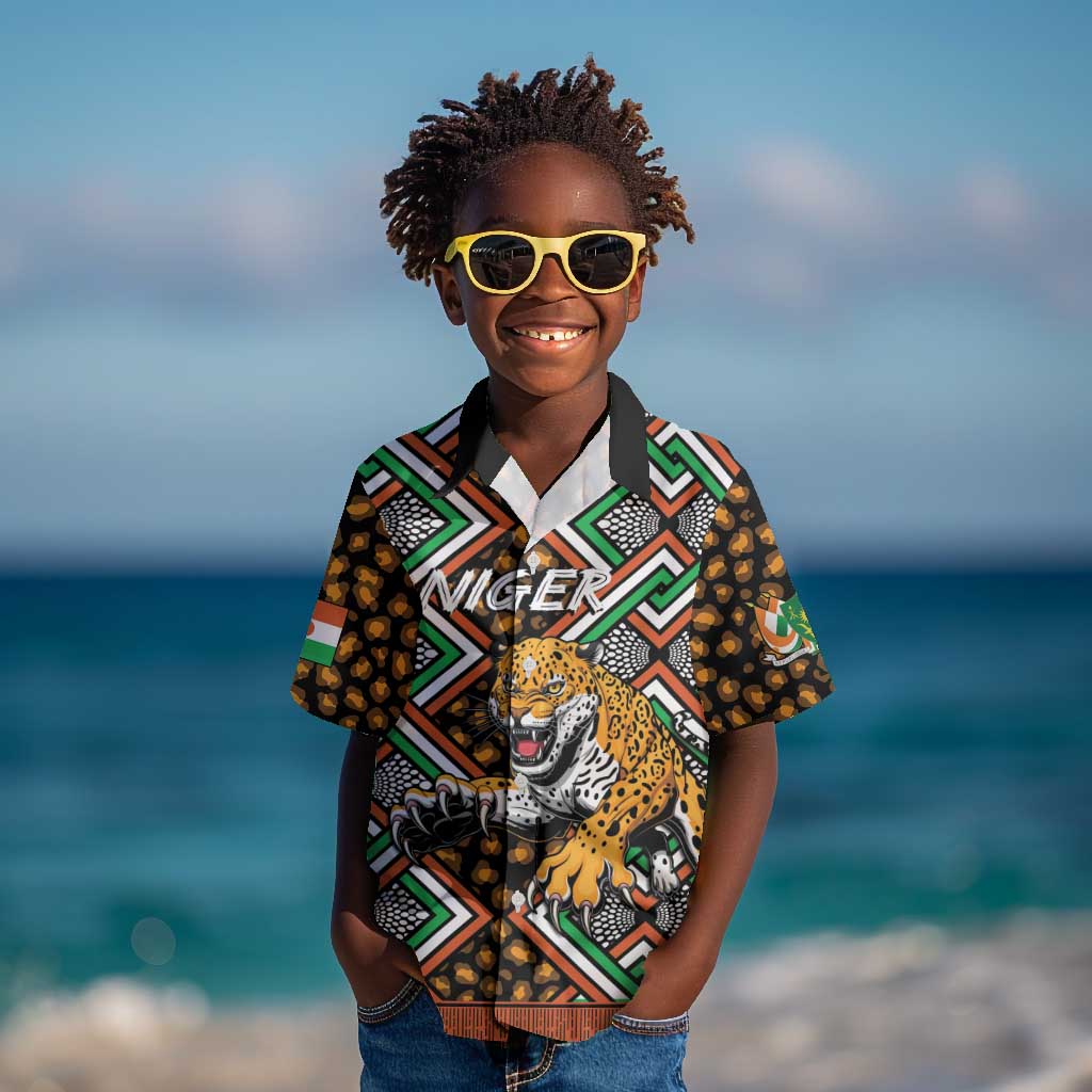 Personalized Afro Niger Kid Hawaiian Shirt Leopard Ankara African Pattern