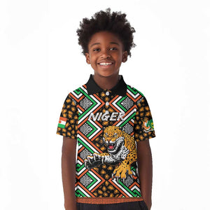 Personalized Afro Niger Kid Polo Shirt Leopard Ankara African Pattern