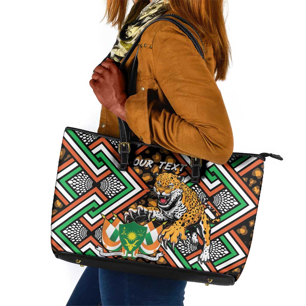 Personalized Afro Niger Leather Tote Bag Leopard Ankara African Pattern