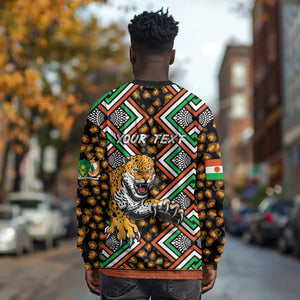 Personalized Afro Niger Long Sleeve Shirt Leopard Ankara African Pattern