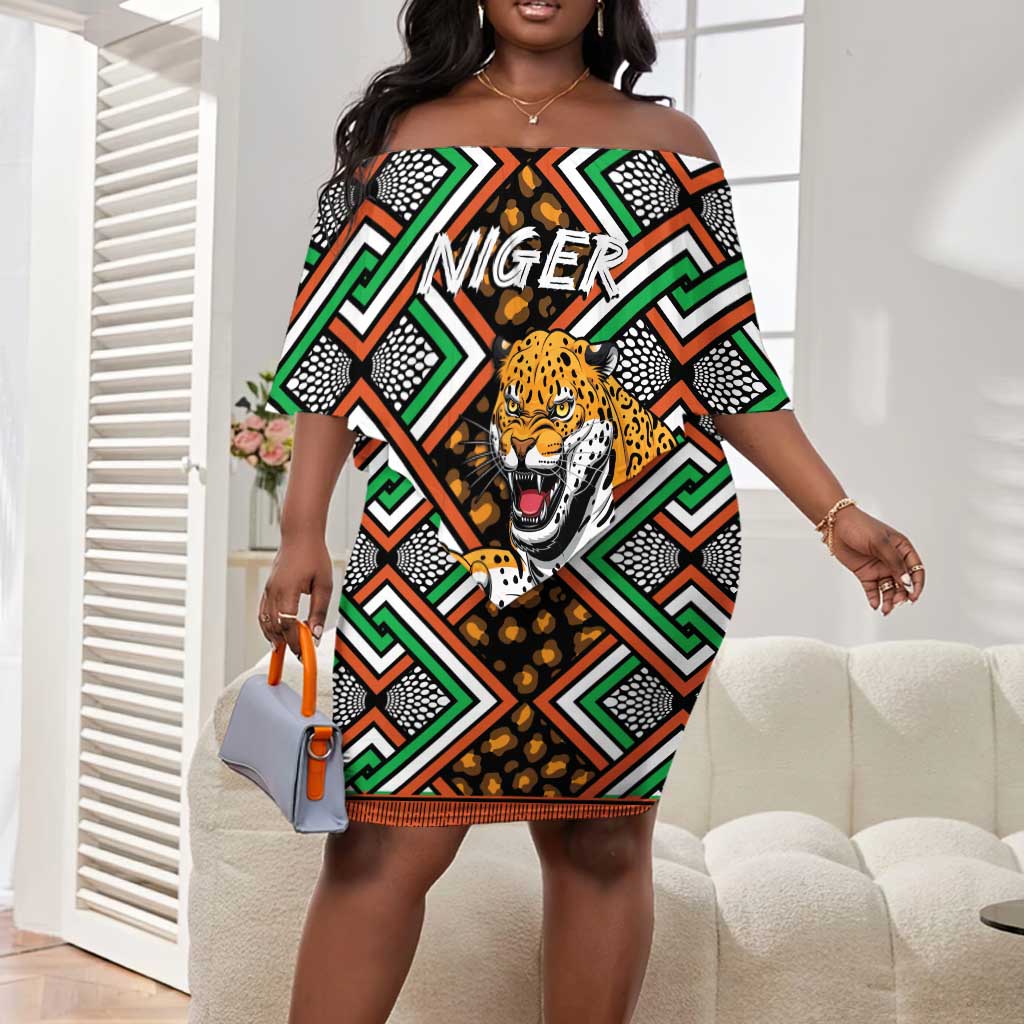 Personalized Afro Niger Off Shoulder Short Dress Leopard Ankara African Pattern