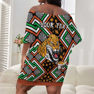 Personalized Afro Niger Off Shoulder Short Dress Leopard Ankara African Pattern