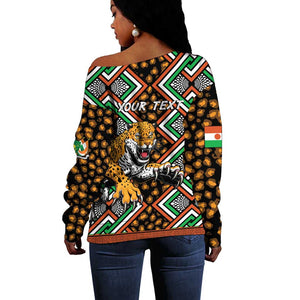 Personalized Afro Niger Off Shoulder Sweater Leopard Ankara African Pattern