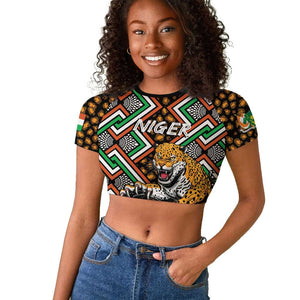 Personalized Afro Niger Raglan Cropped T shirt Leopard Ankara African Pattern