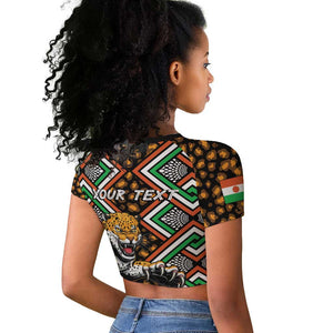 Personalized Afro Niger Raglan Cropped T shirt Leopard Ankara African Pattern