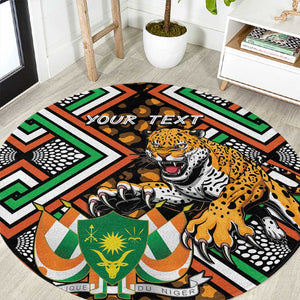 Personalized Afro Niger Round Carpet Leopard Ankara African Pattern