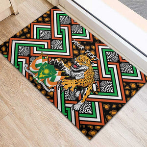 Personalized Afro Niger Rubber Doormat Leopard Ankara African Pattern