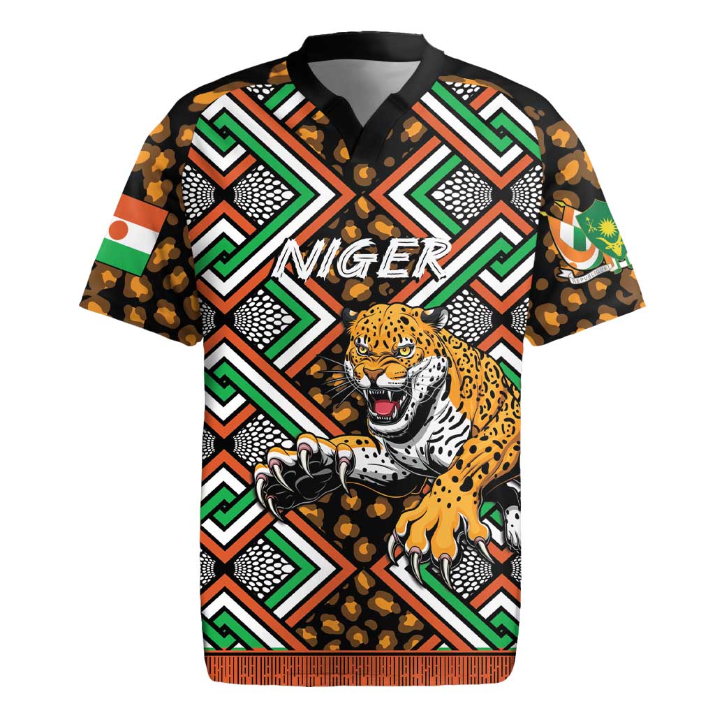 Personalized Afro Niger Rugby Jersey Leopard Ankara African Pattern