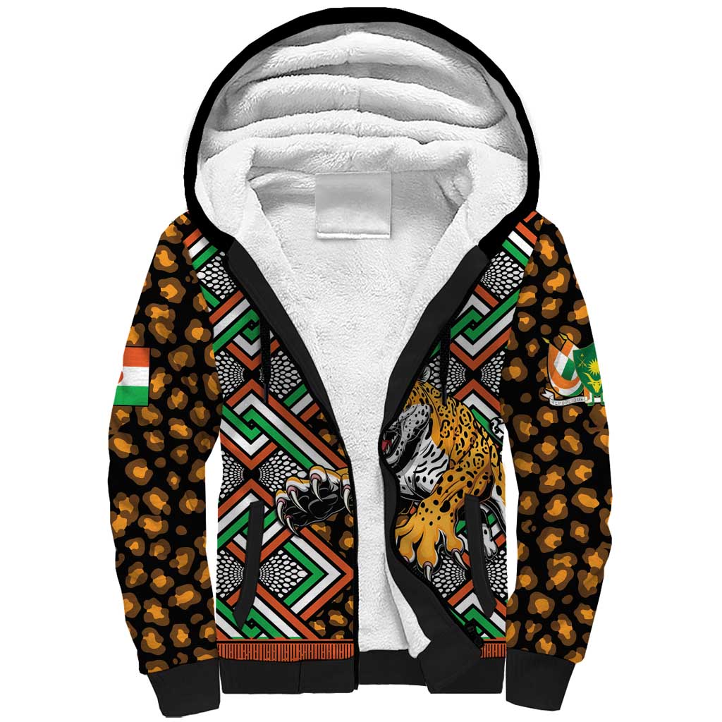 Personalized Afro Niger Sherpa Hoodie Leopard Ankara African Pattern