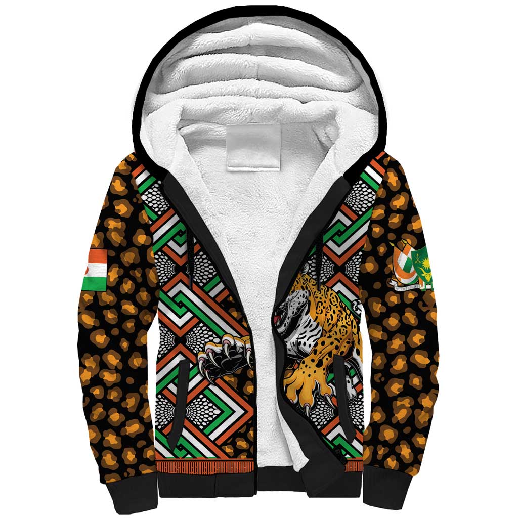 Personalized Afro Niger Sherpa Hoodie Leopard Ankara African Pattern