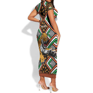 Personalized Afro Niger Short Sleeve Bodycon Dress Leopard Ankara African Pattern