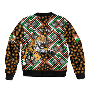 Personalized Afro Niger Sleeve Zip Bomber Jacket Leopard Ankara African Pattern