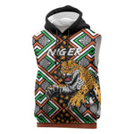 Personalized Afro Niger Sleeveless Hoodie Leopard Ankara African Pattern - African Pride
