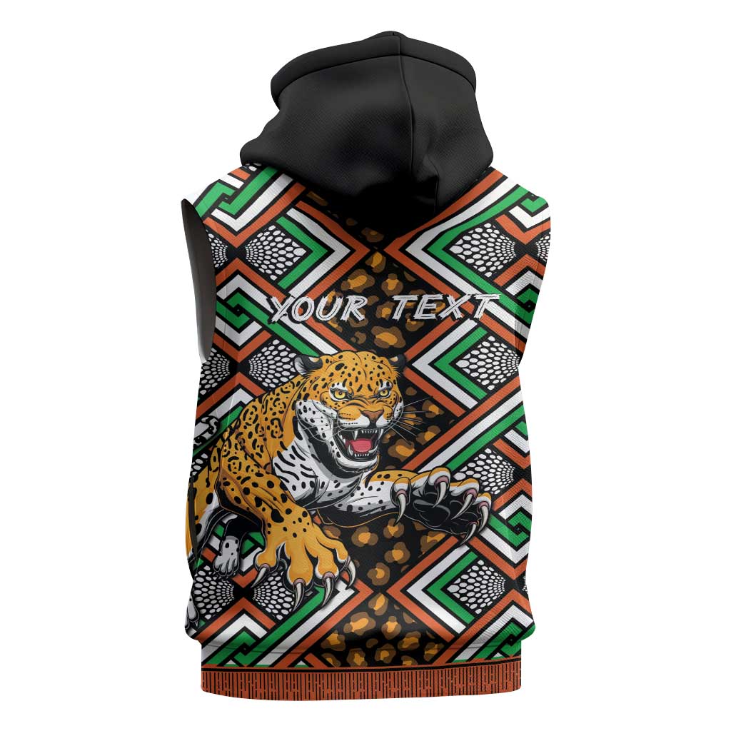 Personalized Afro Niger Sleeveless Hoodie Leopard Ankara African Pattern - African Pride