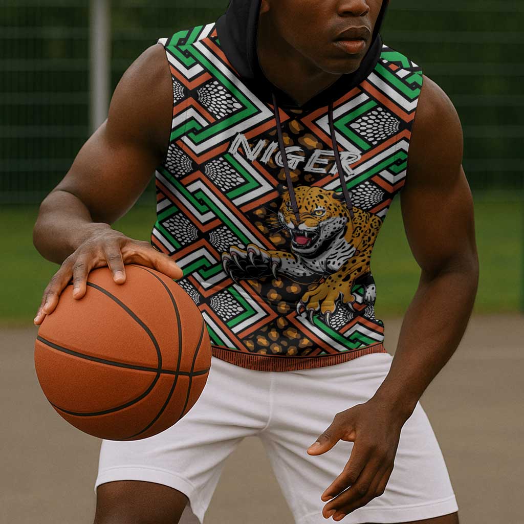 Personalized Afro Niger Sleeveless Hoodie Leopard Ankara African Pattern - African Pride