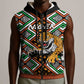 Personalized Afro Niger Sleeveless Zip Hoodie Leopard Ankara African Pattern - African Pride
